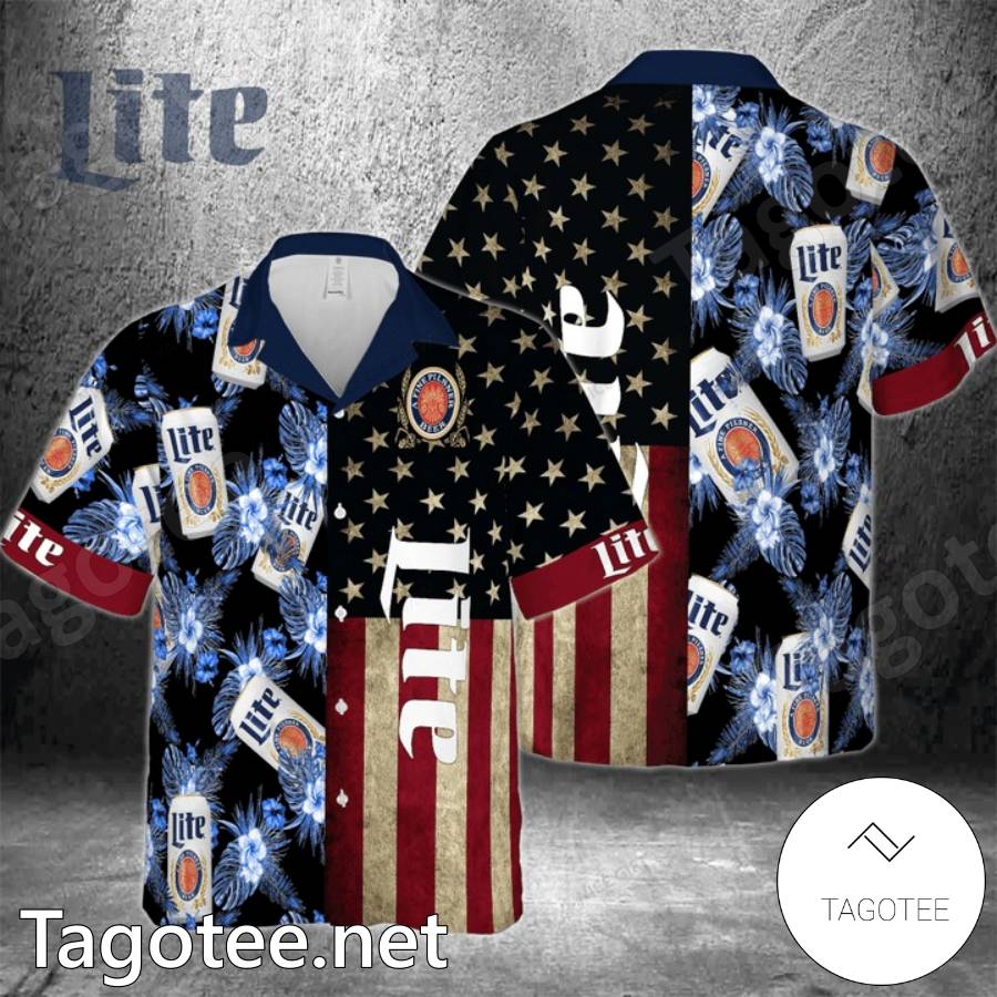 Miller Lite Hawaiian Beach Pattern Shirt Hawaii Beer Shirt Miller Lite  Hawaiian Summer Shirt Miller Lite Aloha Shirt Gift