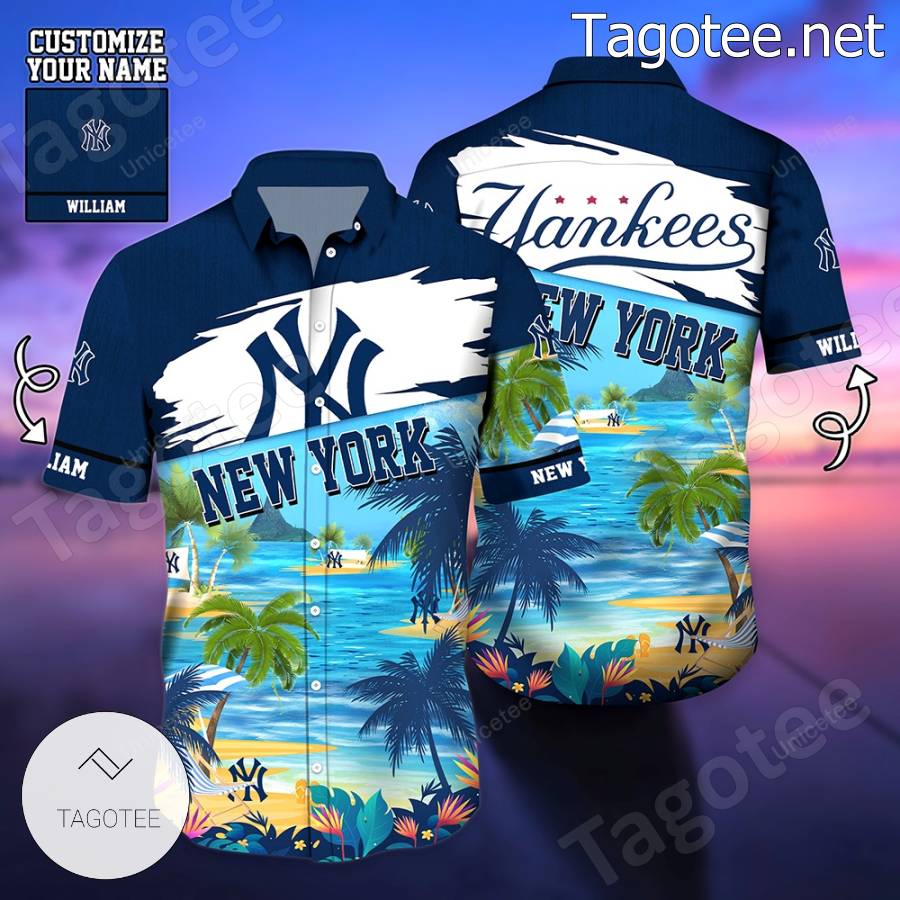Personalized New York Yankees Button Down Shirt Hawaiian For Men