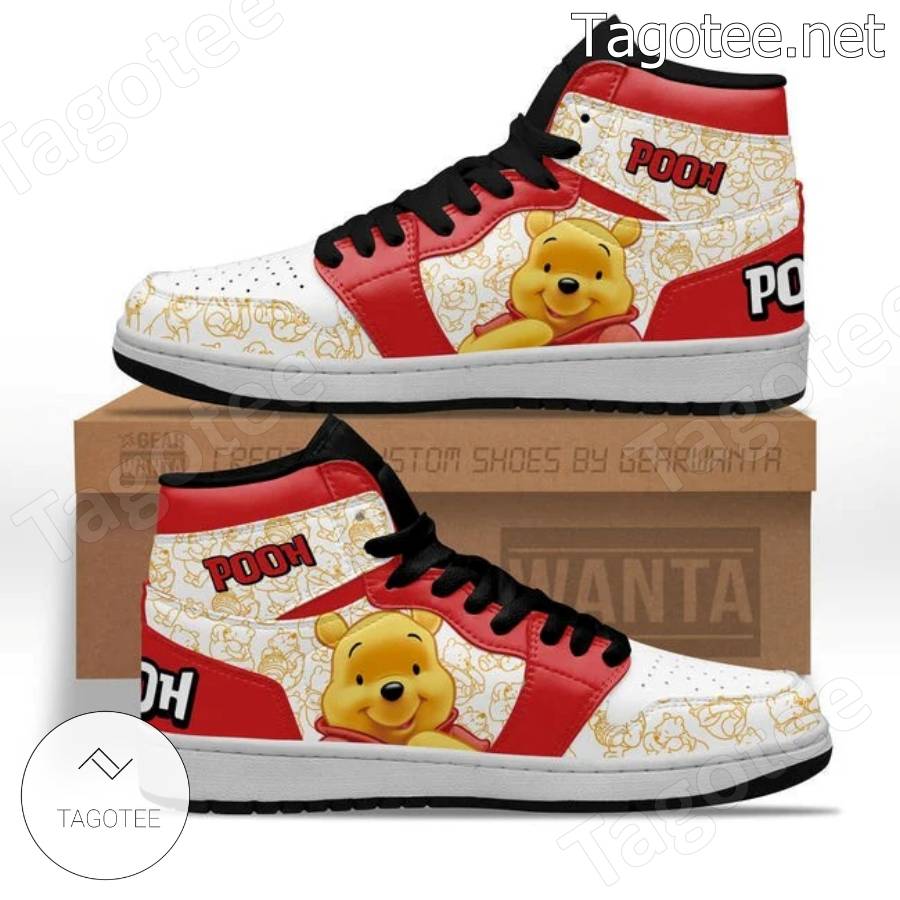 Pooh Winnie The Pooh Red Air Jordan High Top Shoes - Tagotee
