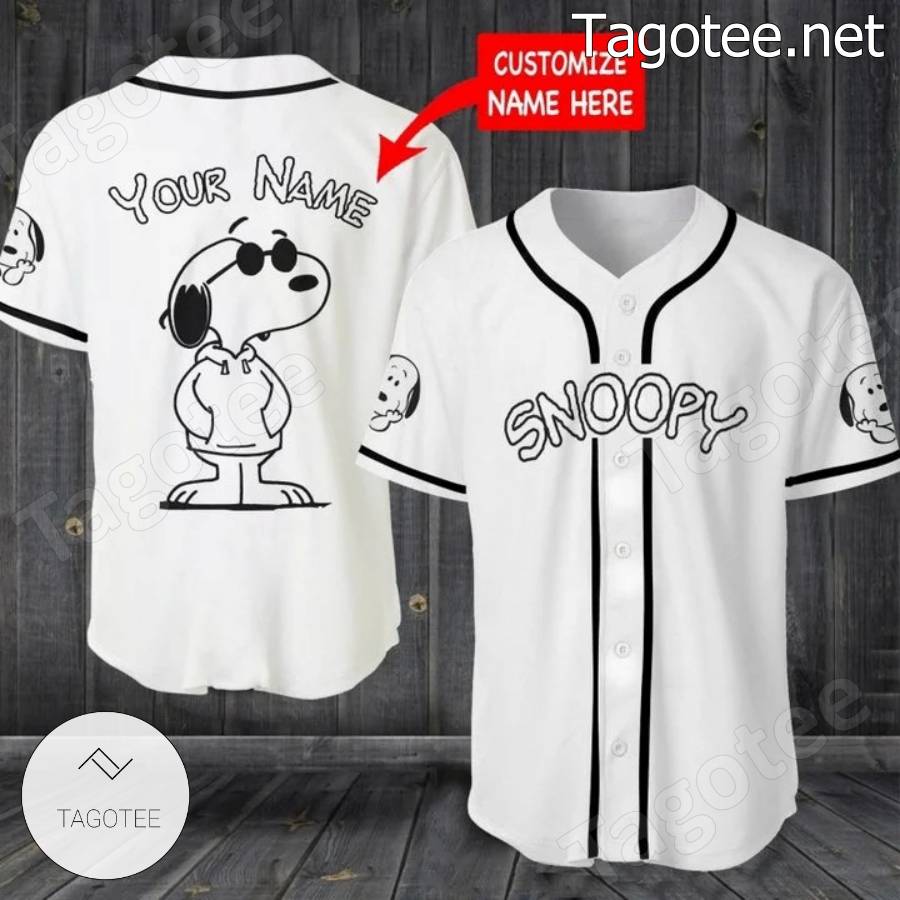 Snoopy White Personalized Baseball Jersey - Tagotee