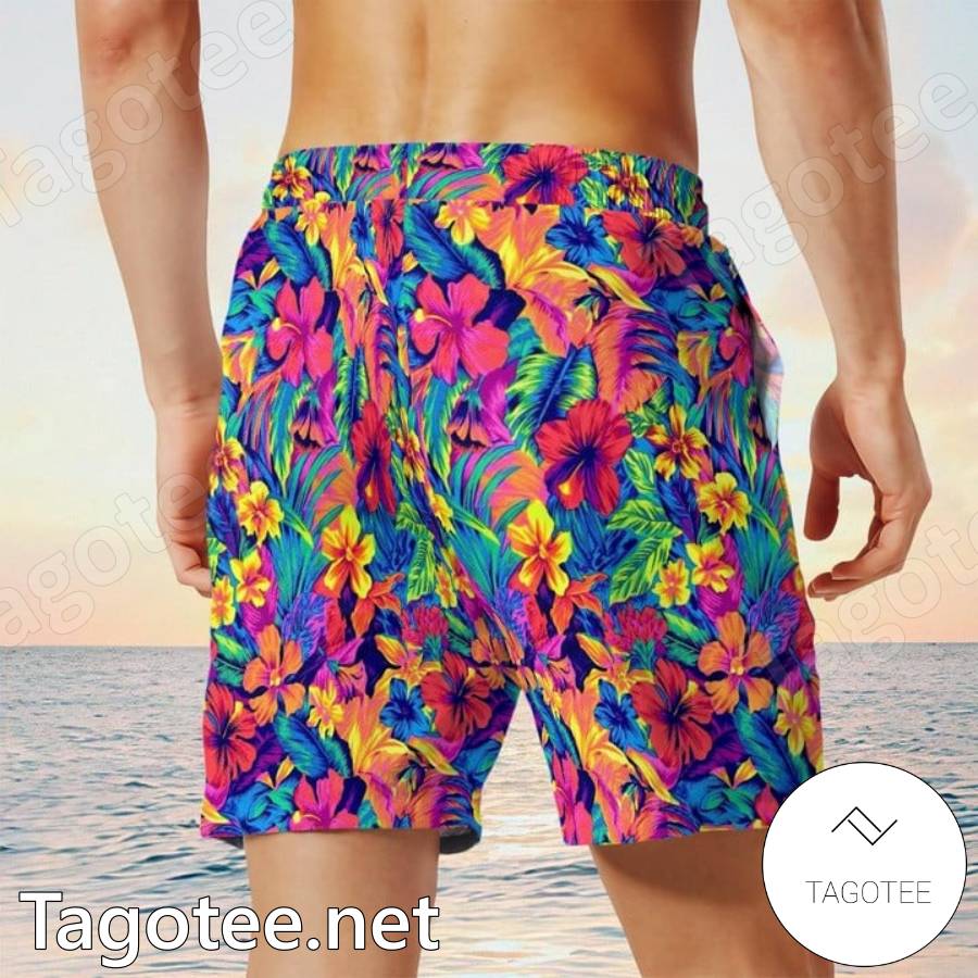 Tahitian Floral Spandex Hawaiian Shirt And Shorts x