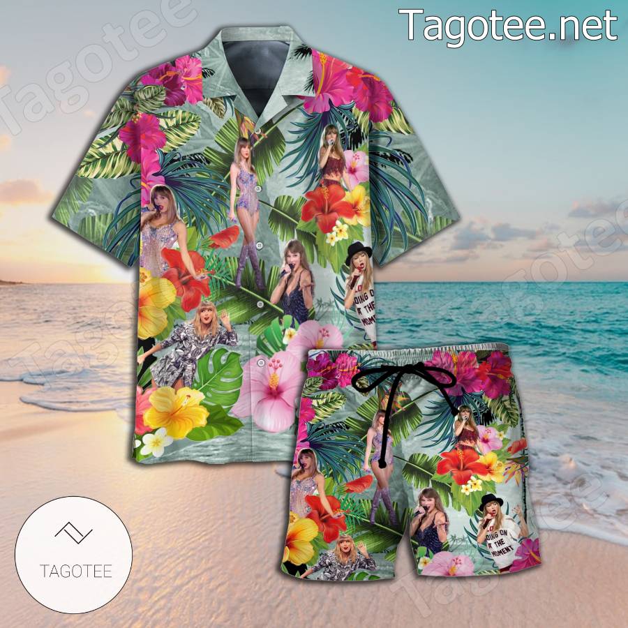 Taylor Swift Tropical Hibiscus Flower Hawaiian Shirt And Shorts - Tagotee
