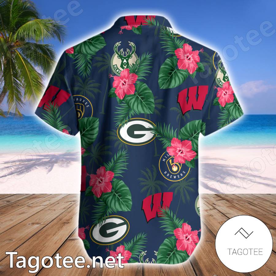 Wisconsin Sport Teams Hawaiian Green Bay Packers Milwaukee Bucks