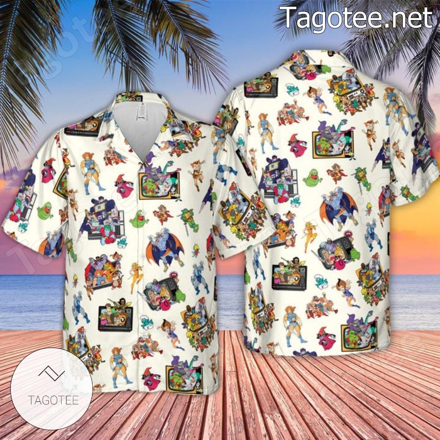 80s Famous Cartoon Characters Pattern Hawaiian Shirt