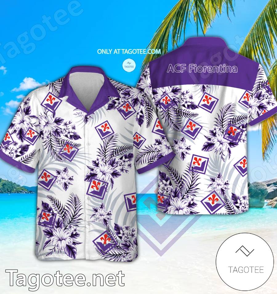ACF Fiorentina Logo Hawaiian Shirt And Shorts - BiShop