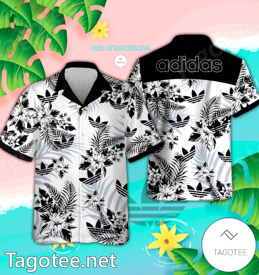 Adidas Logo Hawaiian Shirt And Shorts - EmonShop