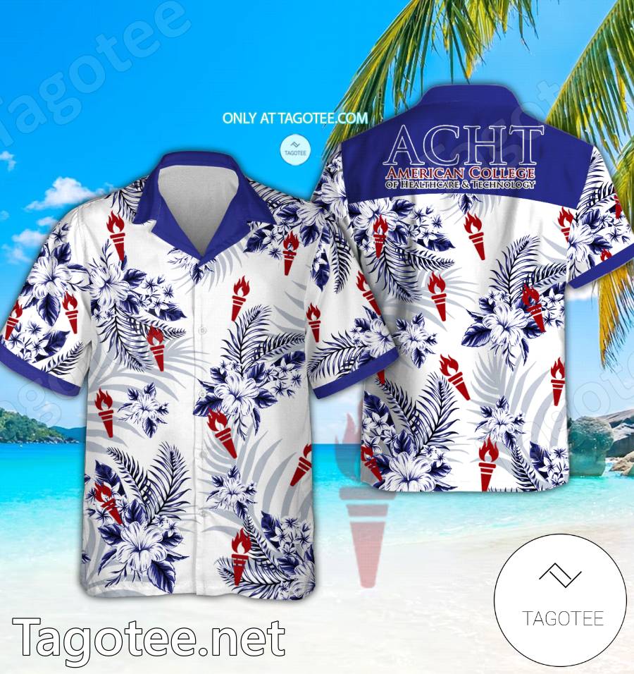 American College of Healthcare and Technology Logo Hawaiian Shirt And Shorts - EmonShop