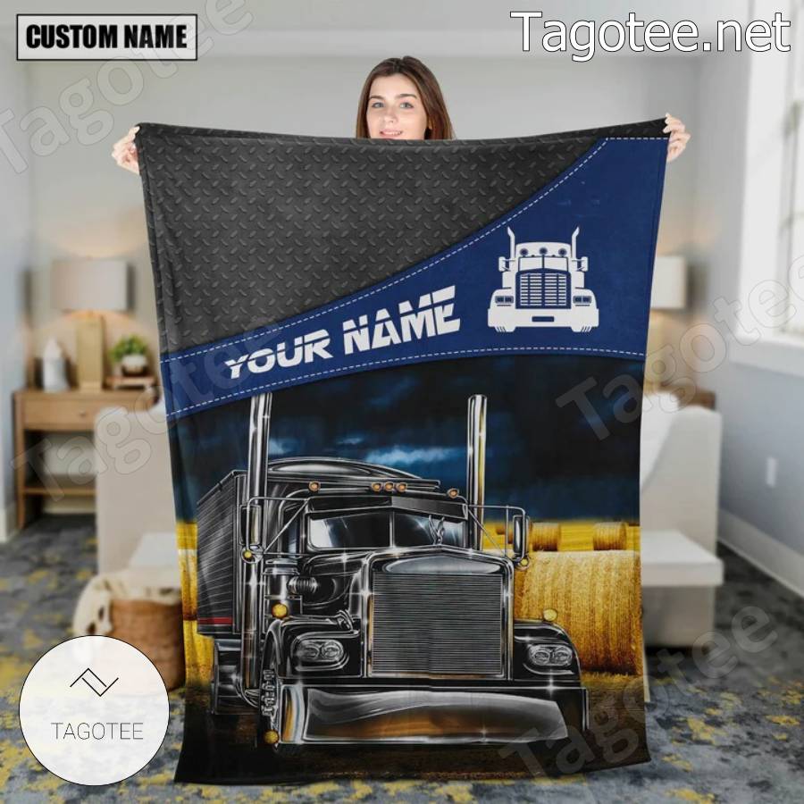 Black Steel Pattern Truck Personalized Blanket