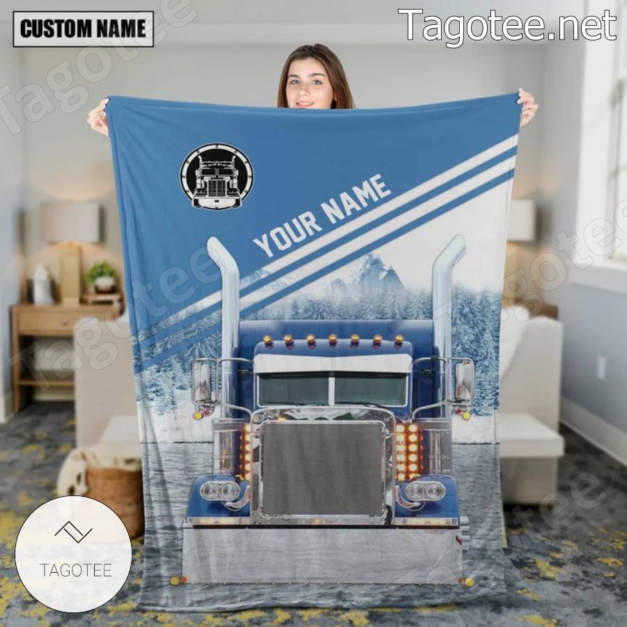 Blue Truck Mountain Personalized Blanket
