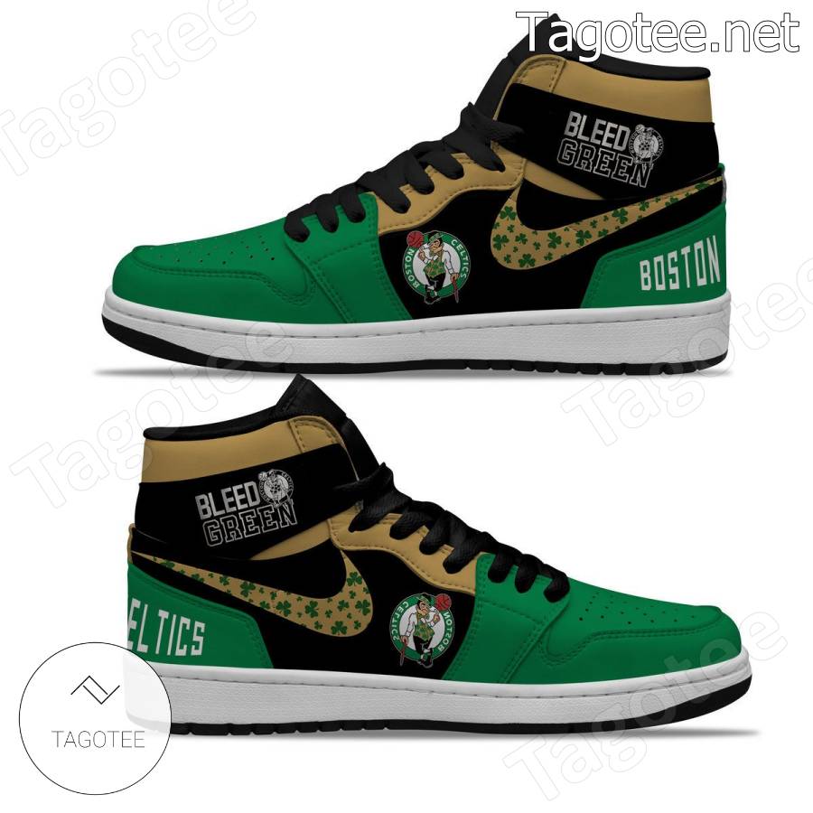 Boston Celtics Bleed Green Air Jordan High Top Shoes - Tagotee