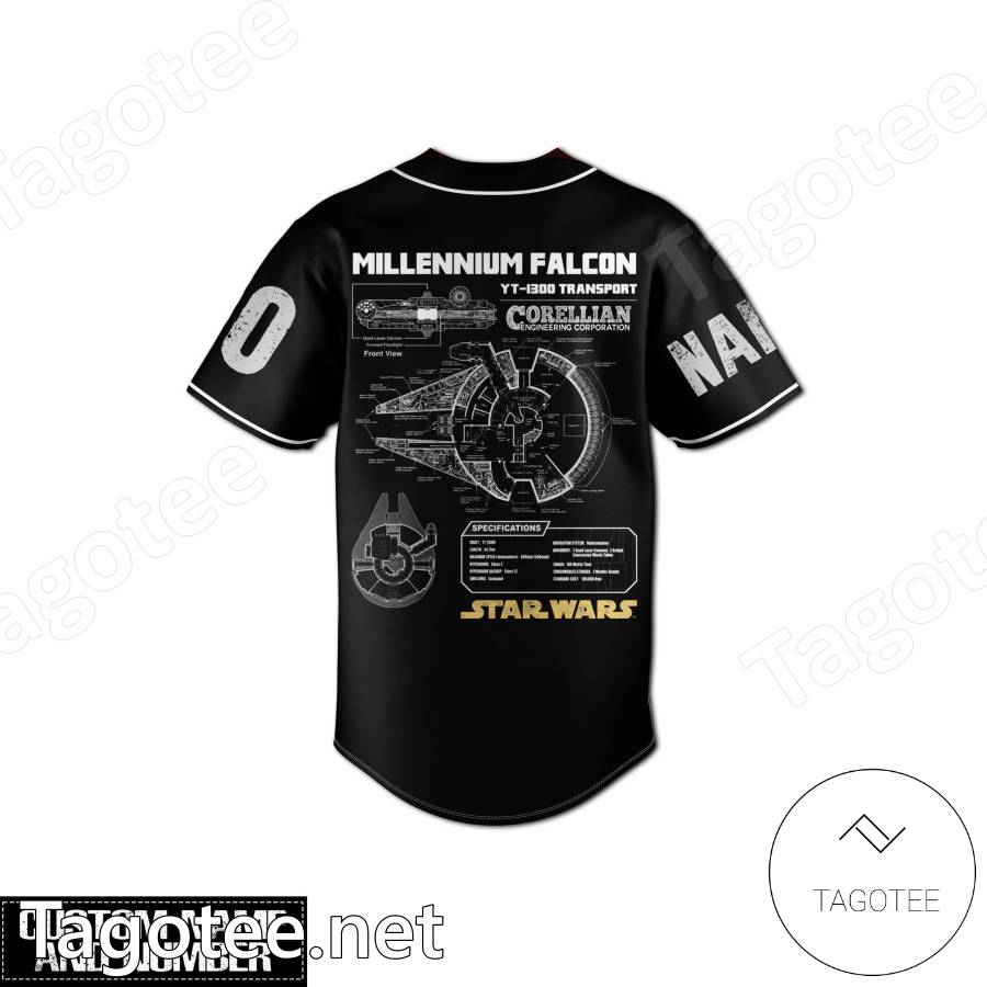 Corellian Engineering Millennium Falcon Star Wars Personalized Baseball Jersey b