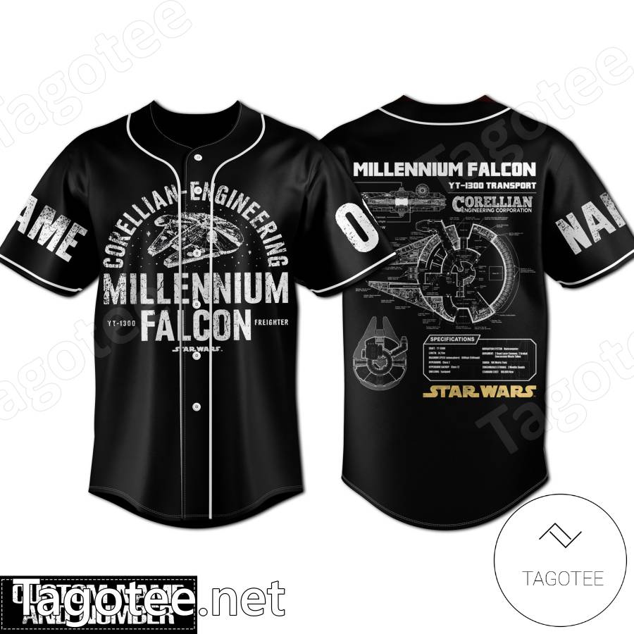 Corellian Engineering Millennium Falcon Star Wars Personalized Baseball Jersey