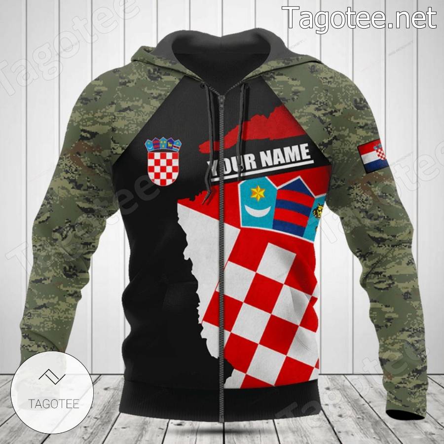 Croatia Coat Of Arms Camouflage Personalized T-shirt, Hoodie x