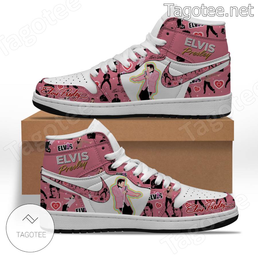 Elvis Presley Pattern Pink Air Jordan High Top Shoes b