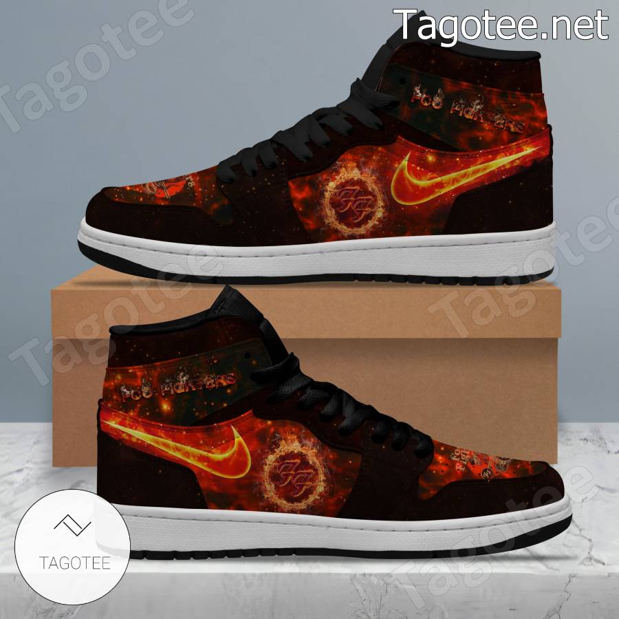 Foo Fighters Band Logo Red Abstract Air Jordan High Top Shoes a