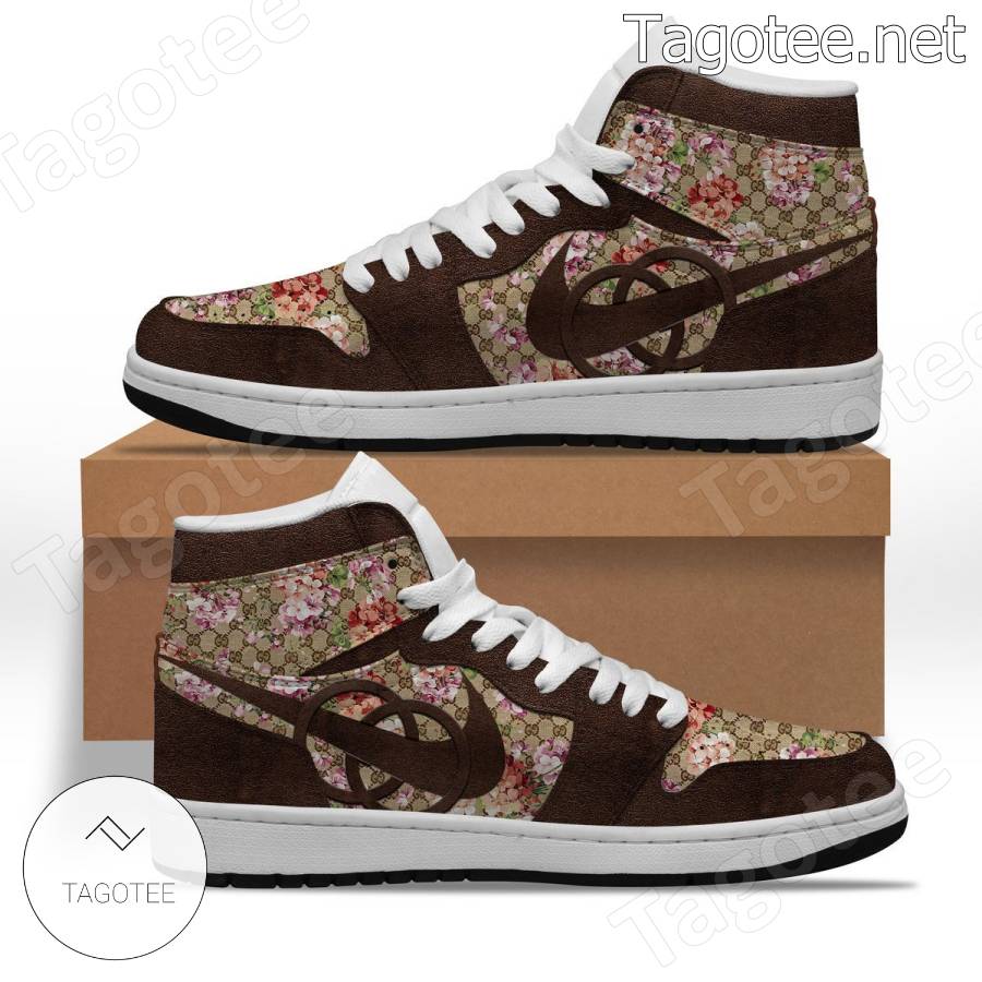 Gucci Flower Air Jordan High Top Shoes a
