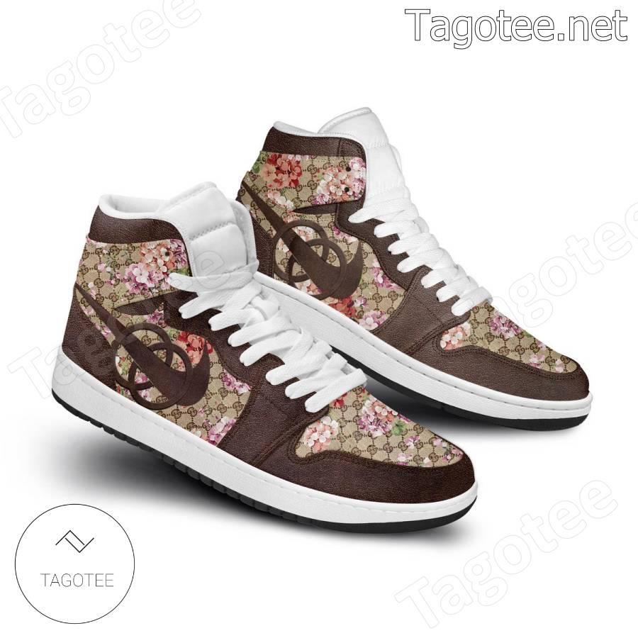 Gucci Flower Air Jordan High Top Shoes b