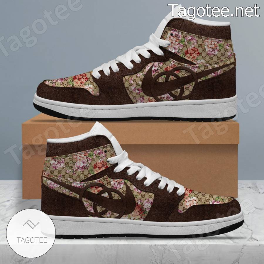Gucci Flower Air Jordan High Top Shoes