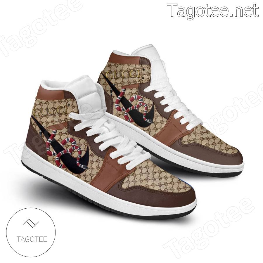 Gucci Snake Air Jordan High Top Shoes b