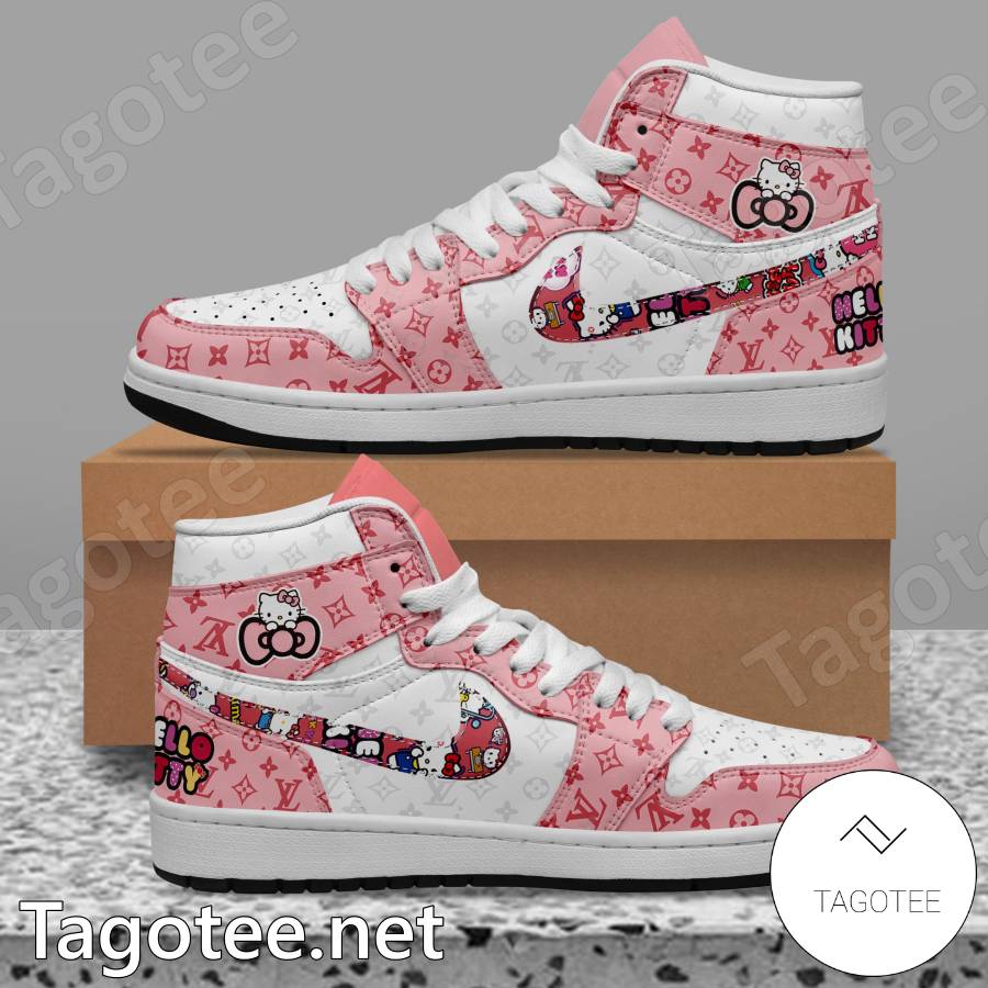 Hello Kitty Pink Louis Vuitton Air Jordan High Top Shoes - Tagotee