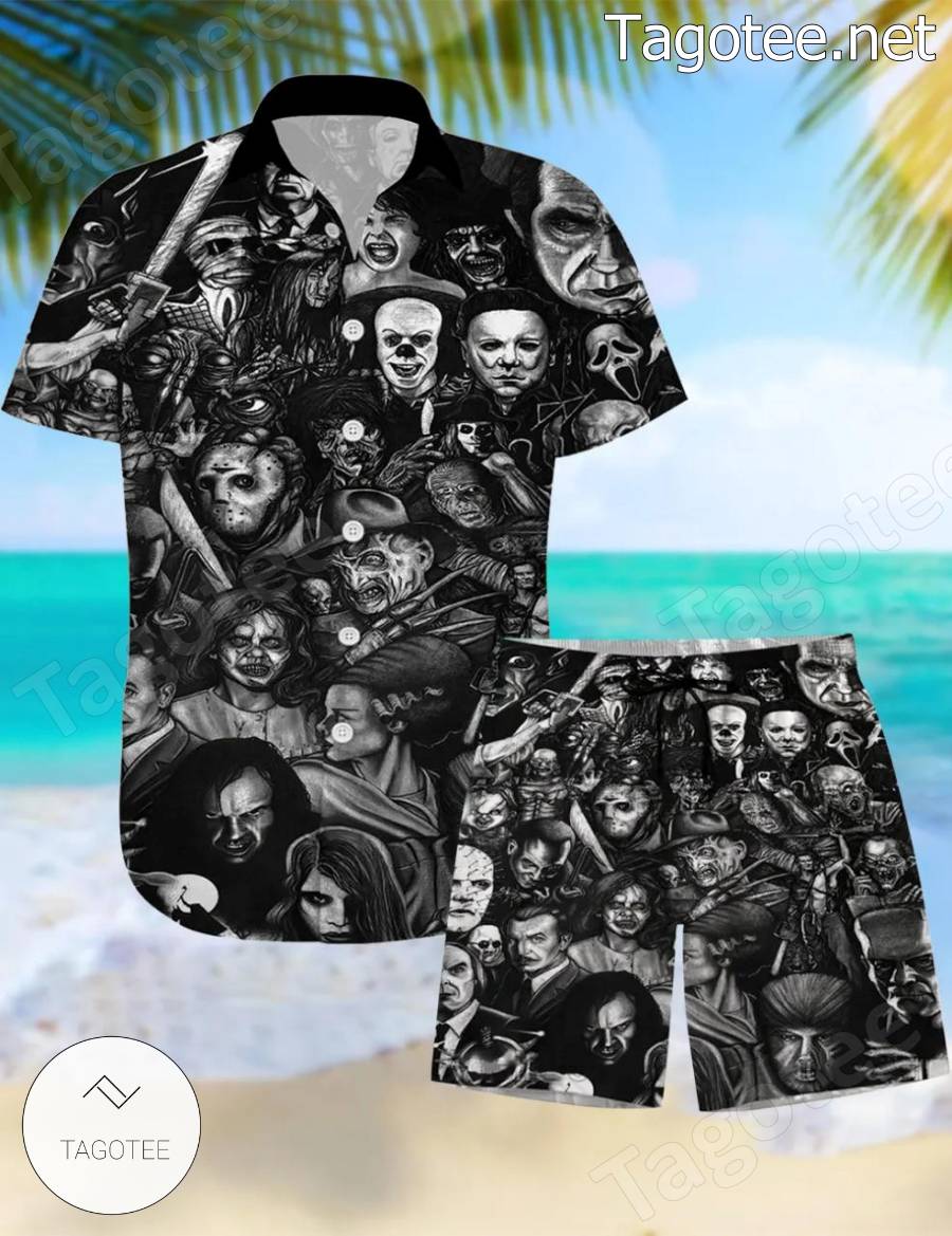 Horror Movie Characters Hawaiian Shirt And Shorts