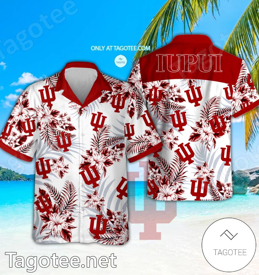 Indiana University-Purdue University-Indianapolis Logo Hawaiian Shirt And Shorts - EmonShop