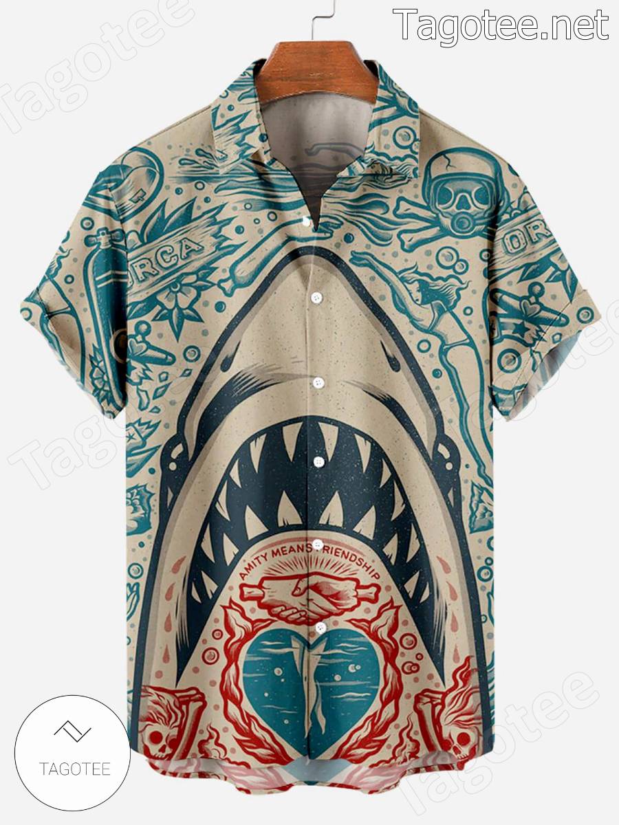 Jaws By Dave Quiggle Hawaiian Shirt Tagotee