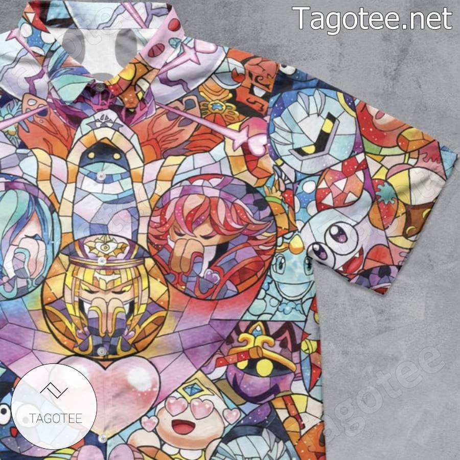 Kirby Characters Stained Glass Hawaiian Shirt a