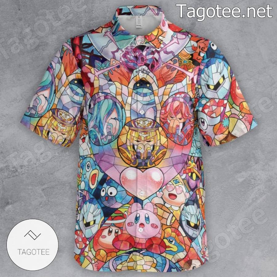 Kirby Characters Stained Glass Hawaiian Shirt b