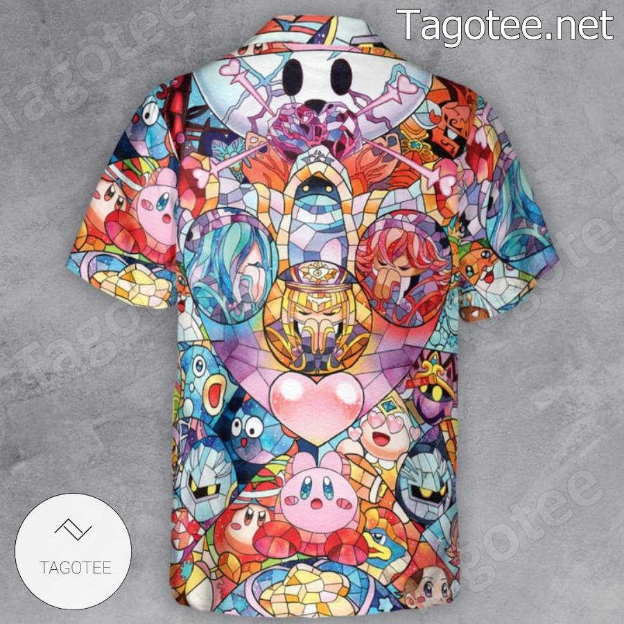 Kirby Characters Stained Glass Hawaiian Shirt c