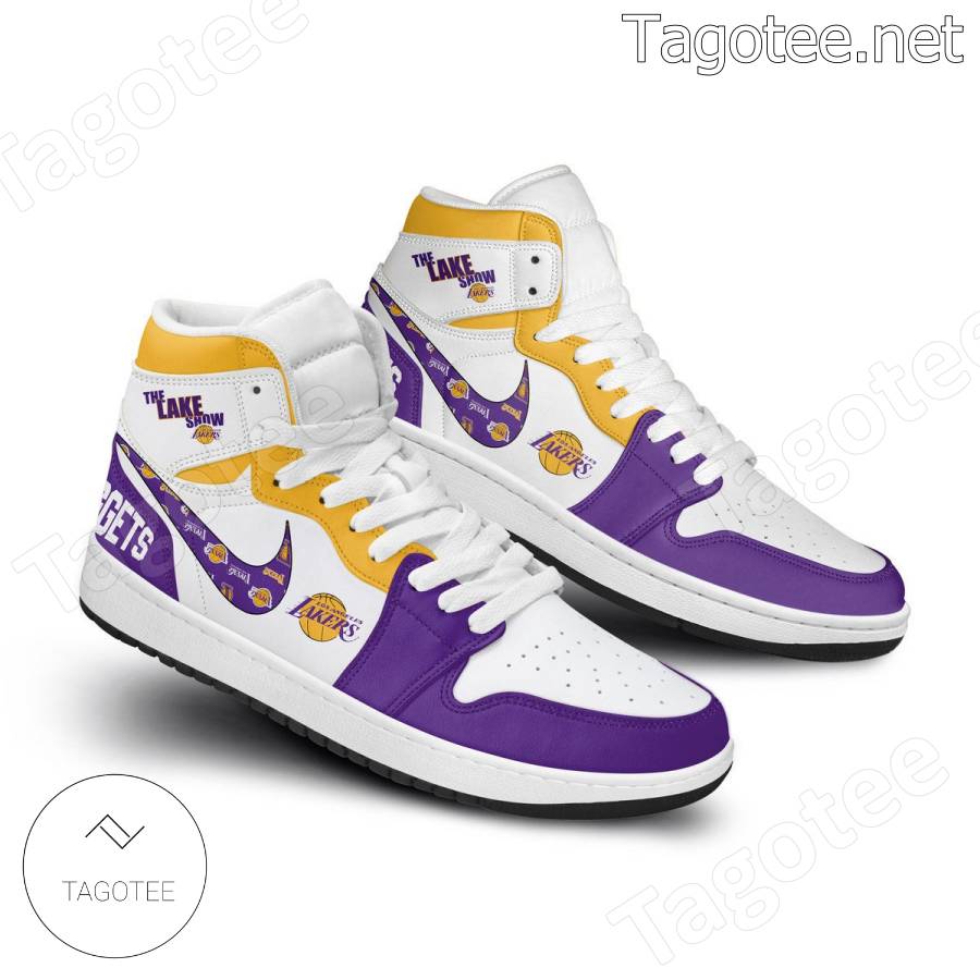 Los Angeles Lakers White Purple Air Jordan 13 Shoes - Tagotee