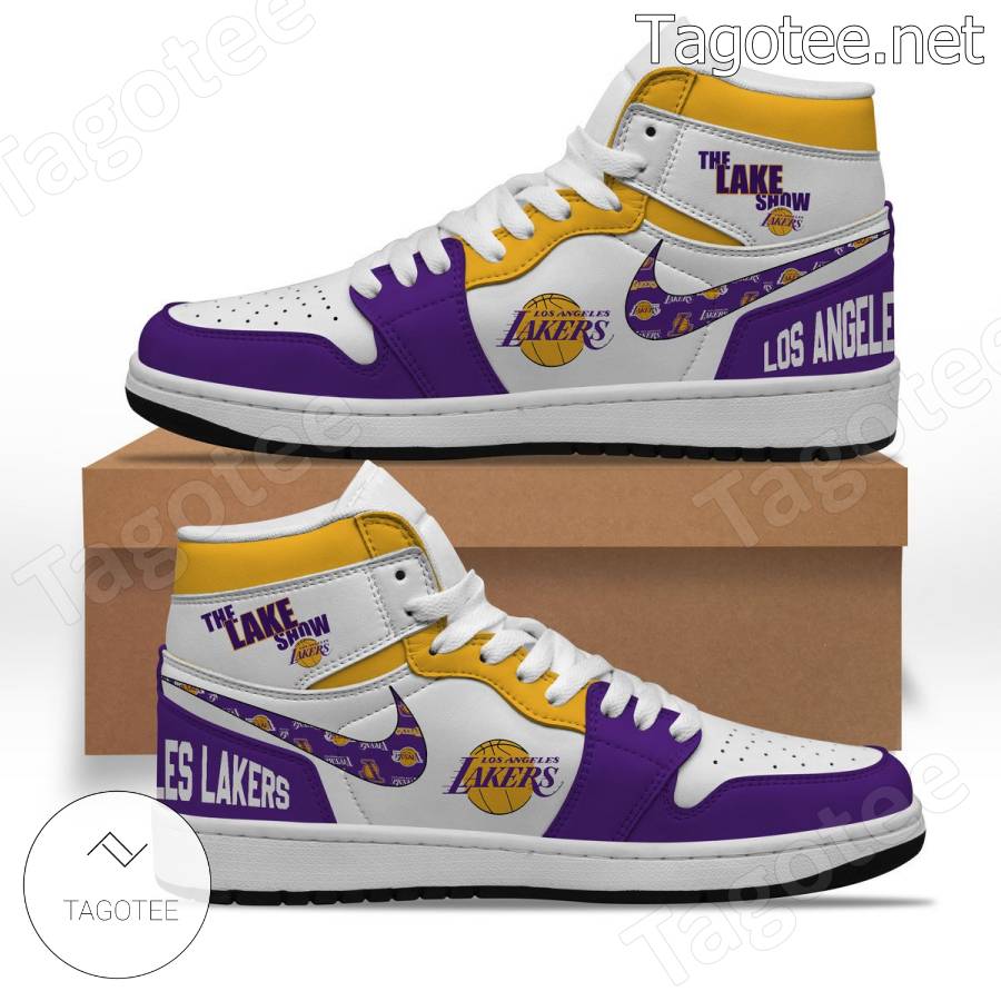 Los Angeles Lakers The Lake Show Air Jordan High Top Shoes - Tagotee