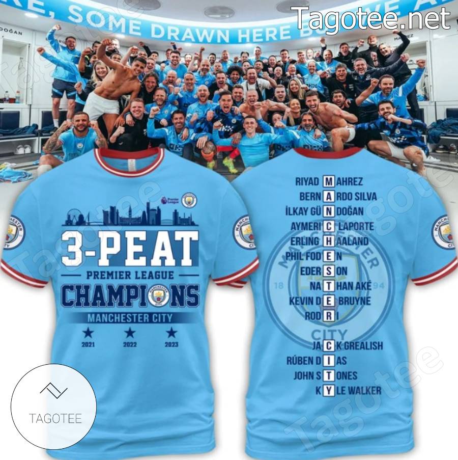 Manchester City 2023 3-peat premier league champions shirt, hoodie