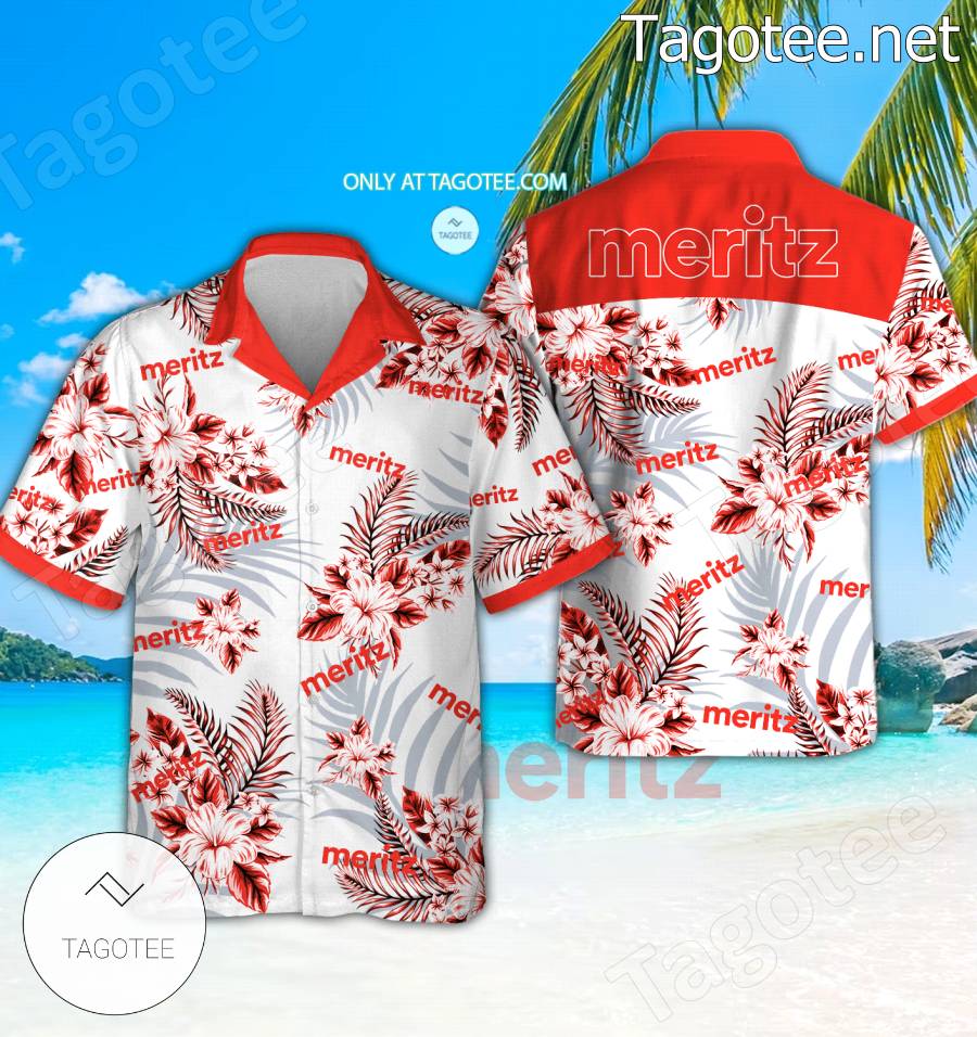 Meritz Korea Logo Hawaiian Shirt And Shorts - BiShop