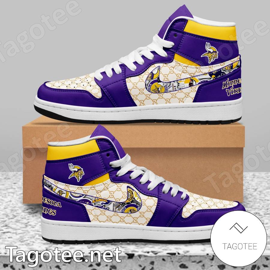 NEW Minnesota Vikings NFL ver 5 Air Jordan High Top Sneaker Shoes