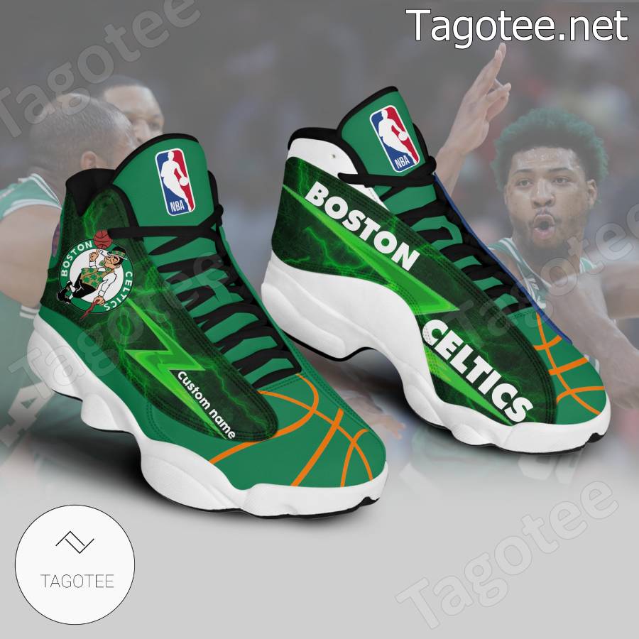 Nba Boston Celtics Lightning Personalized Air Jordan 13 Shoes