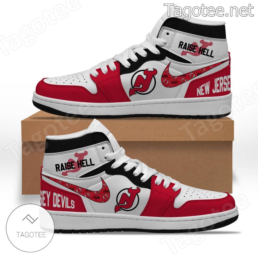New Jersey Devils Raise Hell Air Jordan High Top Shoes a
