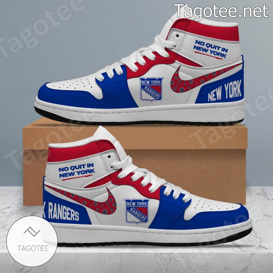 New York Rangers No Quit In New York Air Jordan High Top Shoes - Tagotee