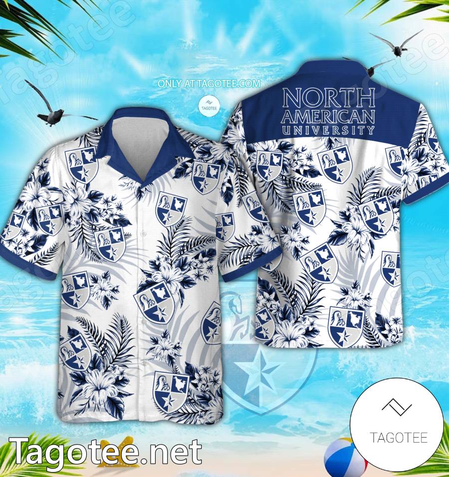 North American University Logo Hawaiian Shirt And Shorts - EmonShop