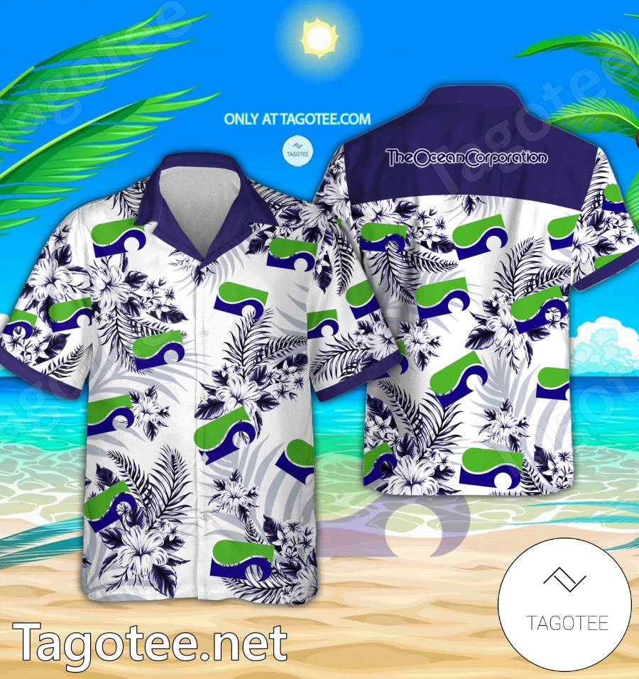 Ocean Corporation Logo Hawaiian Shirt And Shorts - EmonShop