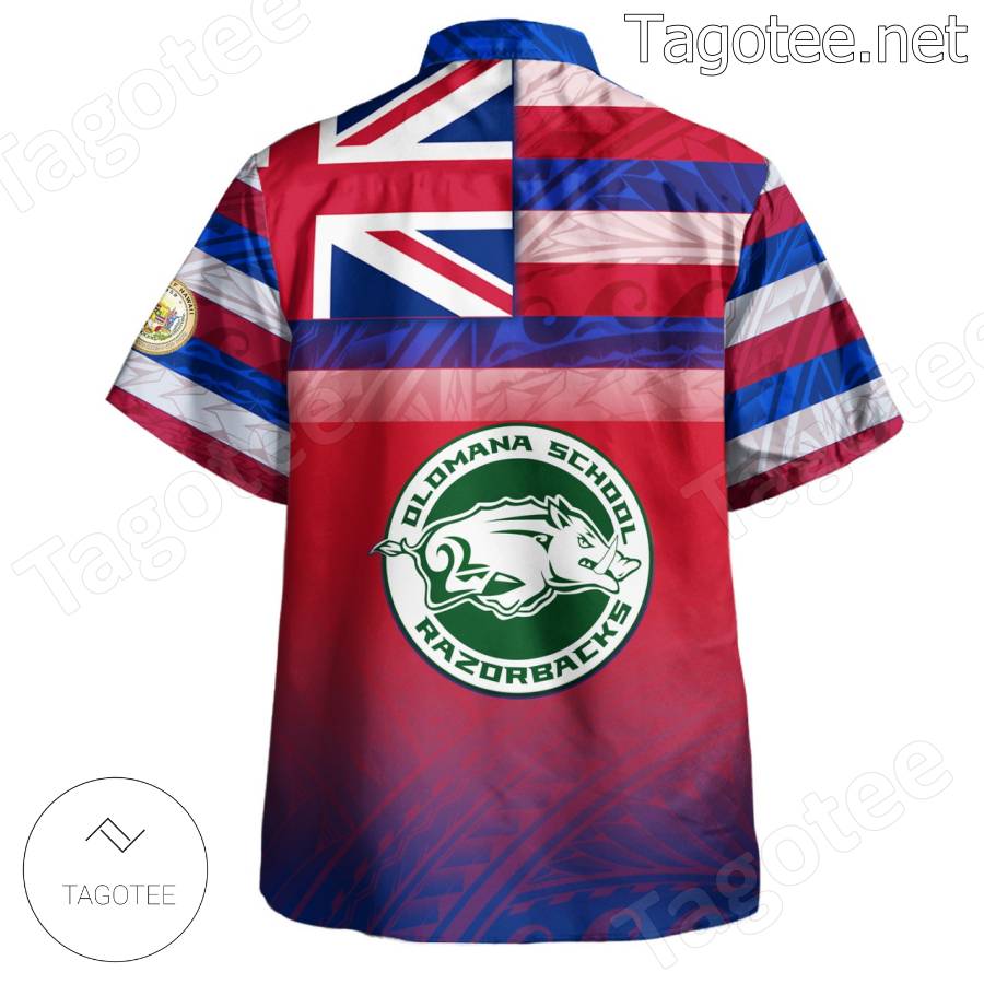 Olomana School Razorbacks Hawaiian Shirt a