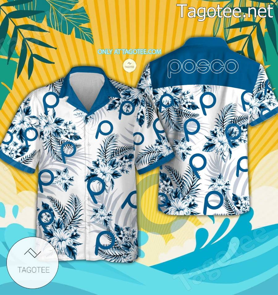 POSCO Korea Logo Hawaiian Shirt And Shorts - BiShop