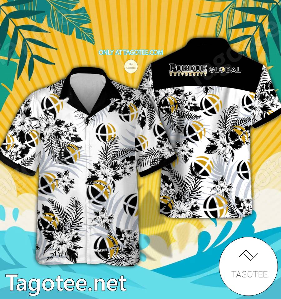 Purdue University Global Logo Hawaiian Shirt And Shorts - EmonShop