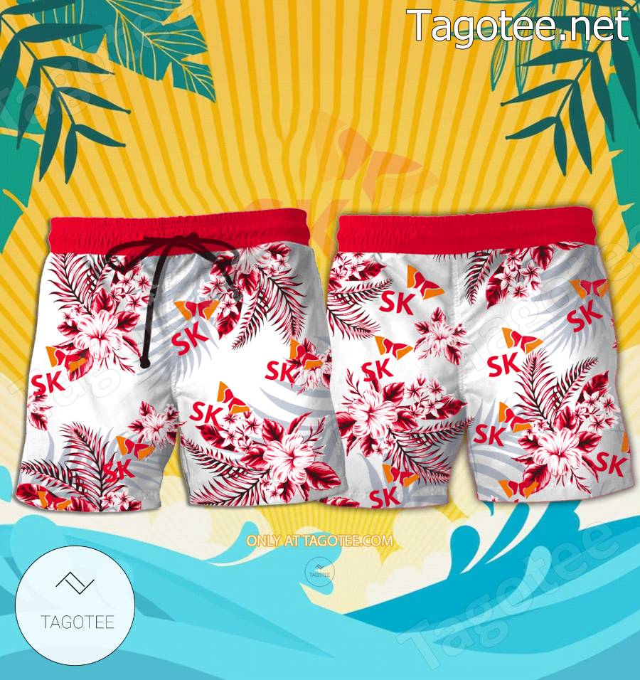 SK Group Logo Hawaiian Shirt And Shorts - BiShop a