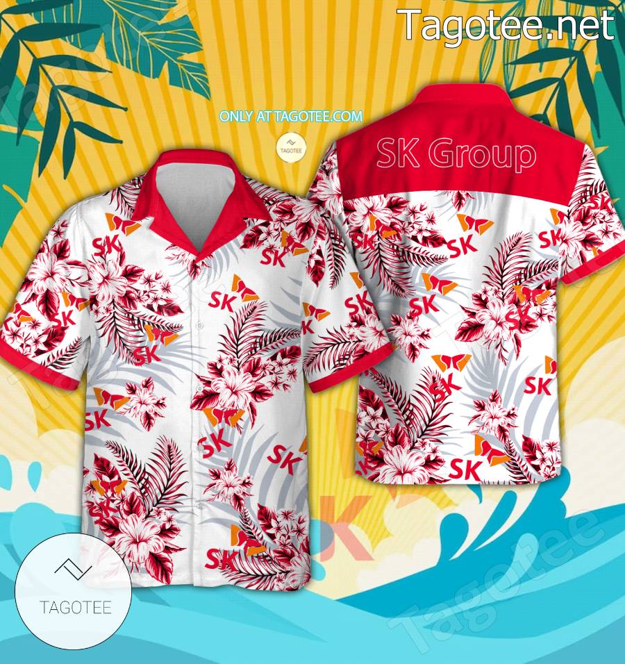 SK Group Logo Hawaiian Shirt And Shorts - BiShop