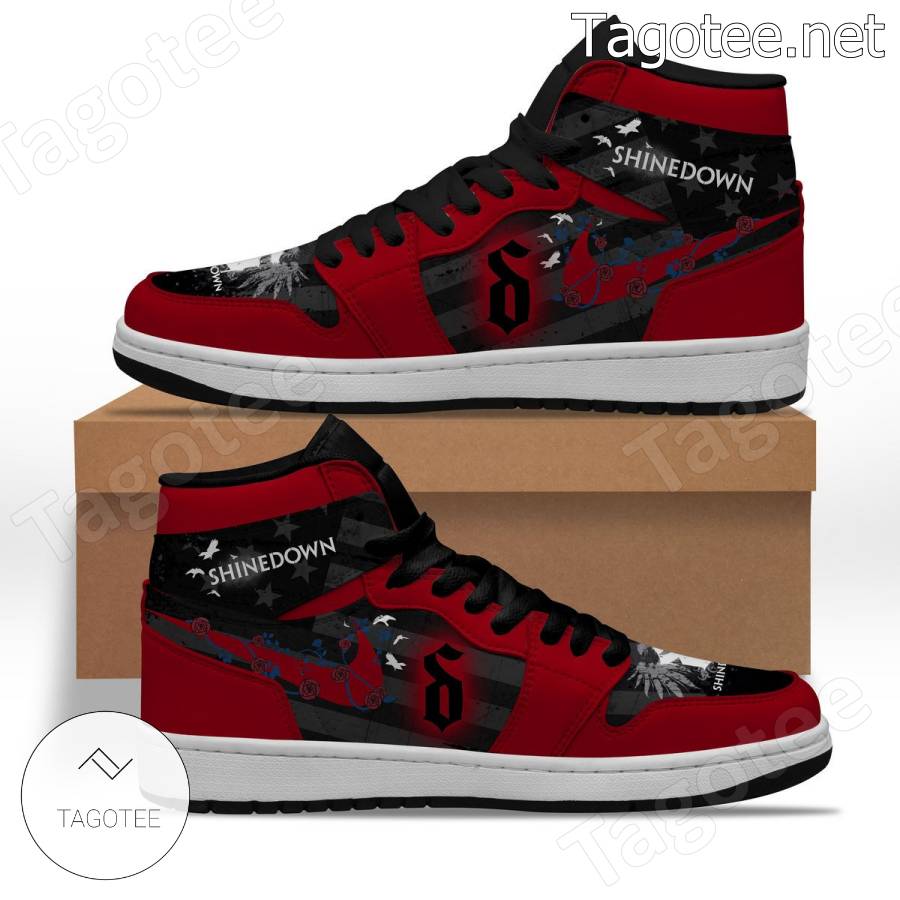 Shinedown Rock Band Logo American Flag Air Jordan High Top Shoes b