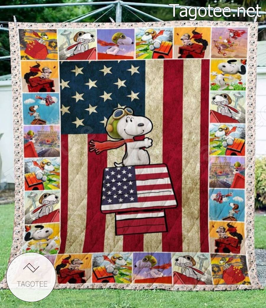Snoopy American Flag Blanket