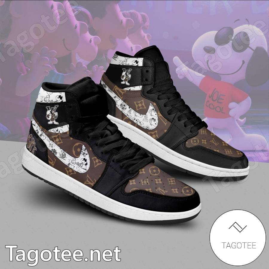 Snoopy Dabbing Louis Vuitton Air Jordan High Top Shoes - Tagotee