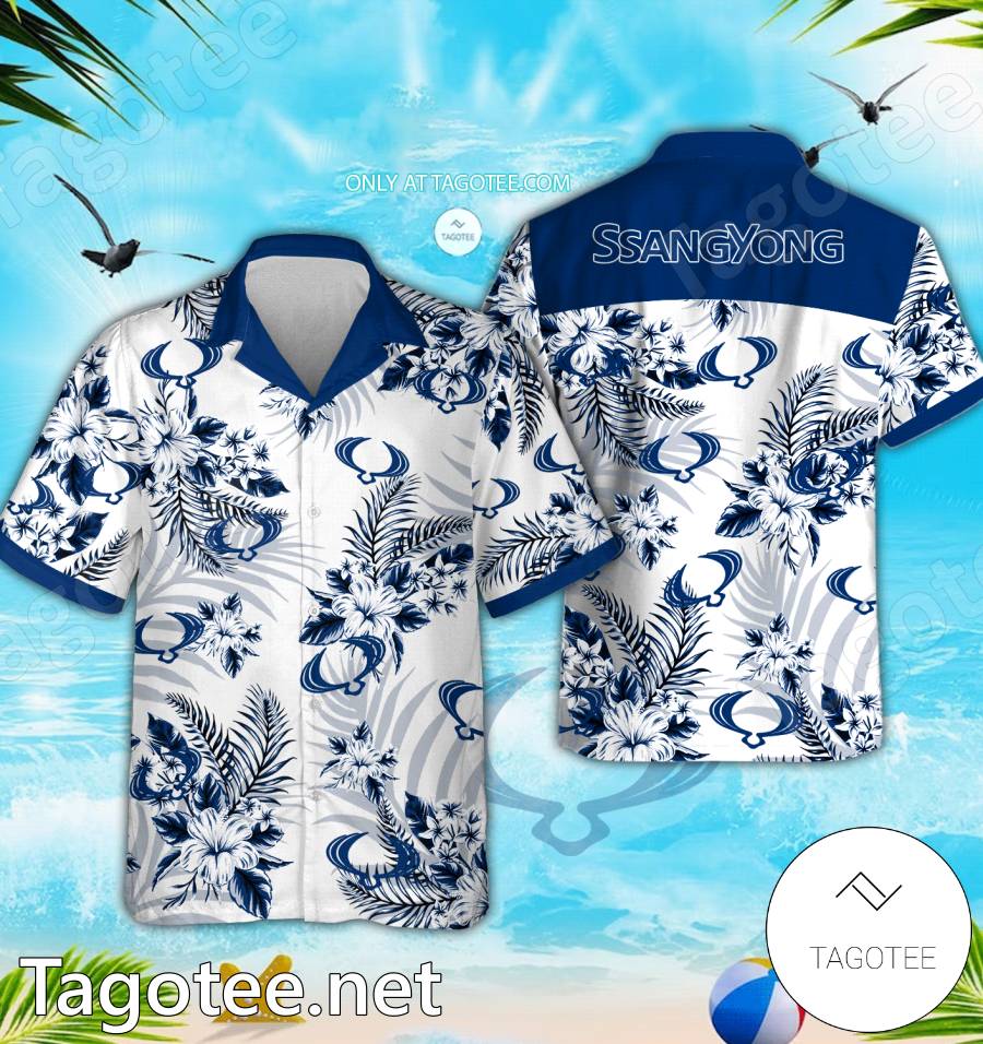 SsangYong Logo Hawaiian Shirt And Shorts - EmonShop