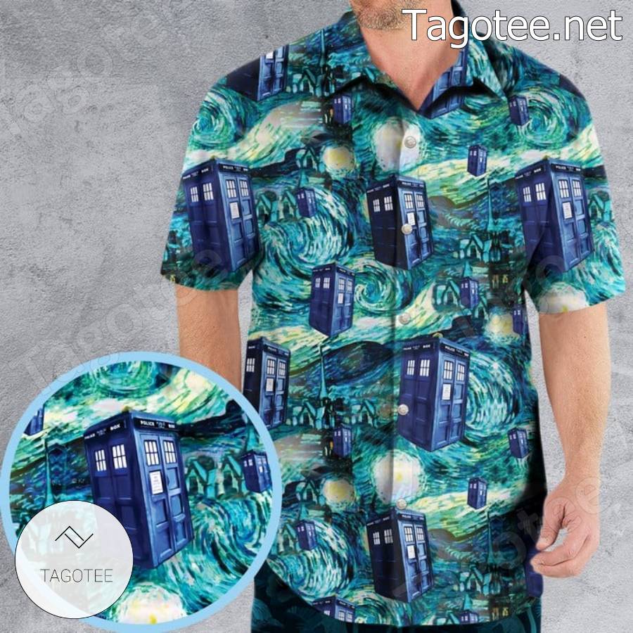 Tardis Doctor Who Starry Night Hawaiian Shirt a